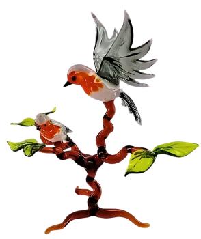 Preview: 2 Rotkehlchen auf Ast, stehend